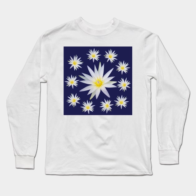 Egyptian Lotus Flower Pattern Long Sleeve T-Shirt by DesignMore21